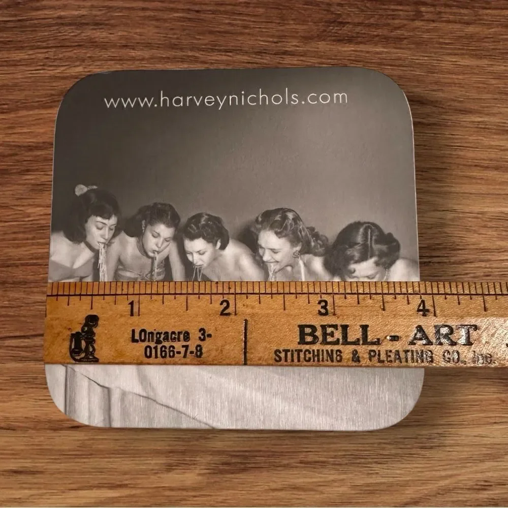 Vintage Harvey Nichols Food Market 4+1 Coasters - Retro Girls eating Spaghetti